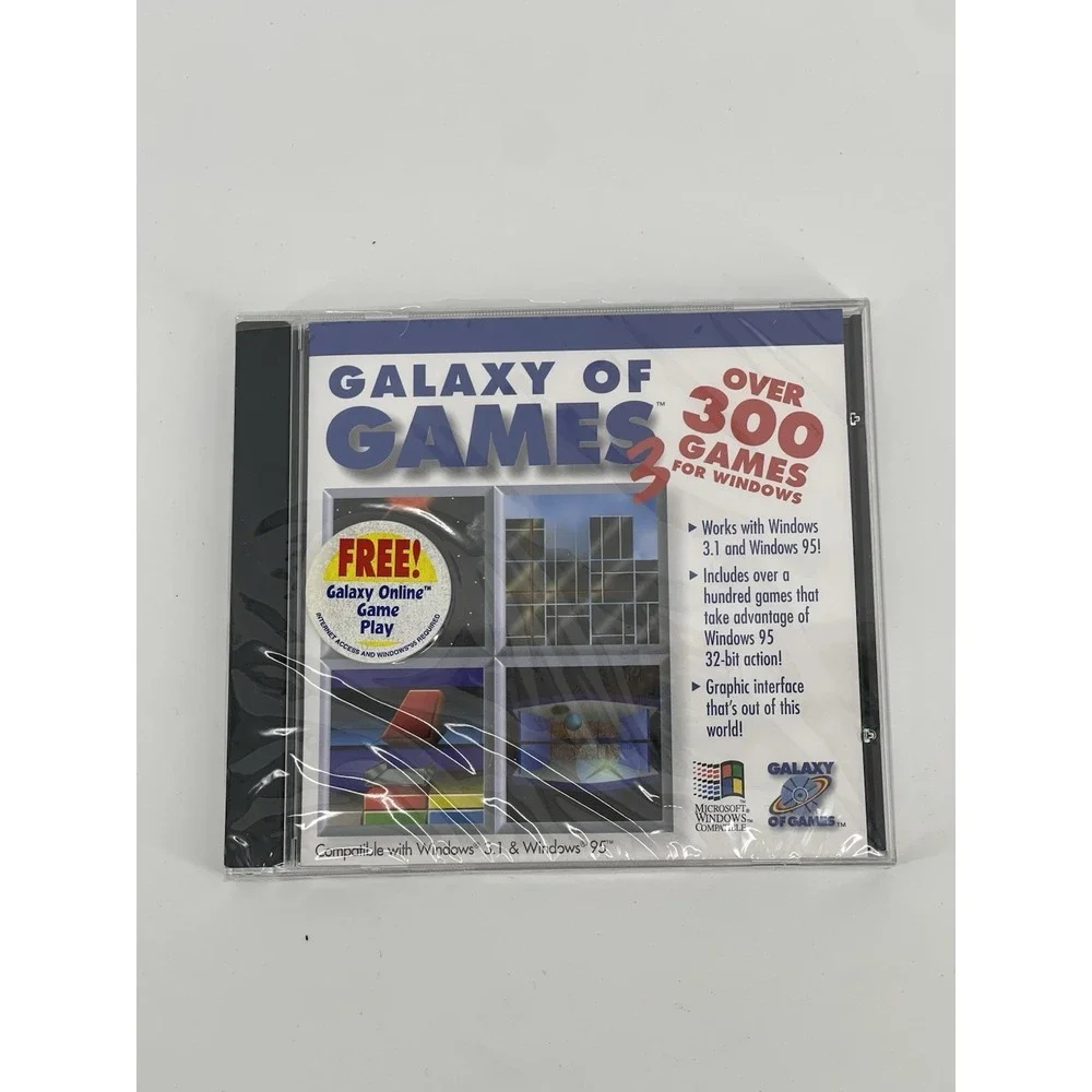 Galaxy Of Games II PC CD-ROM, 1997 Over 300 Games For Windows 95 SEALED